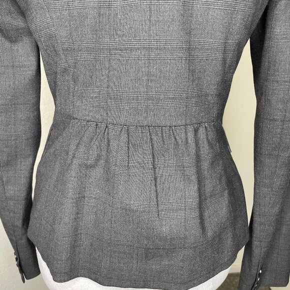 Banana Republic Dark Grey Plaid Lightweight Peplum Back Career Occasion Size 4 - Picture 2 of 6